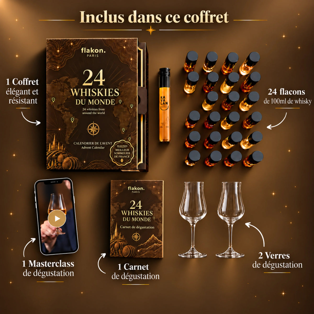 Calendrier de l'Avent whisky Flakon 2026 24 whiskies du monde