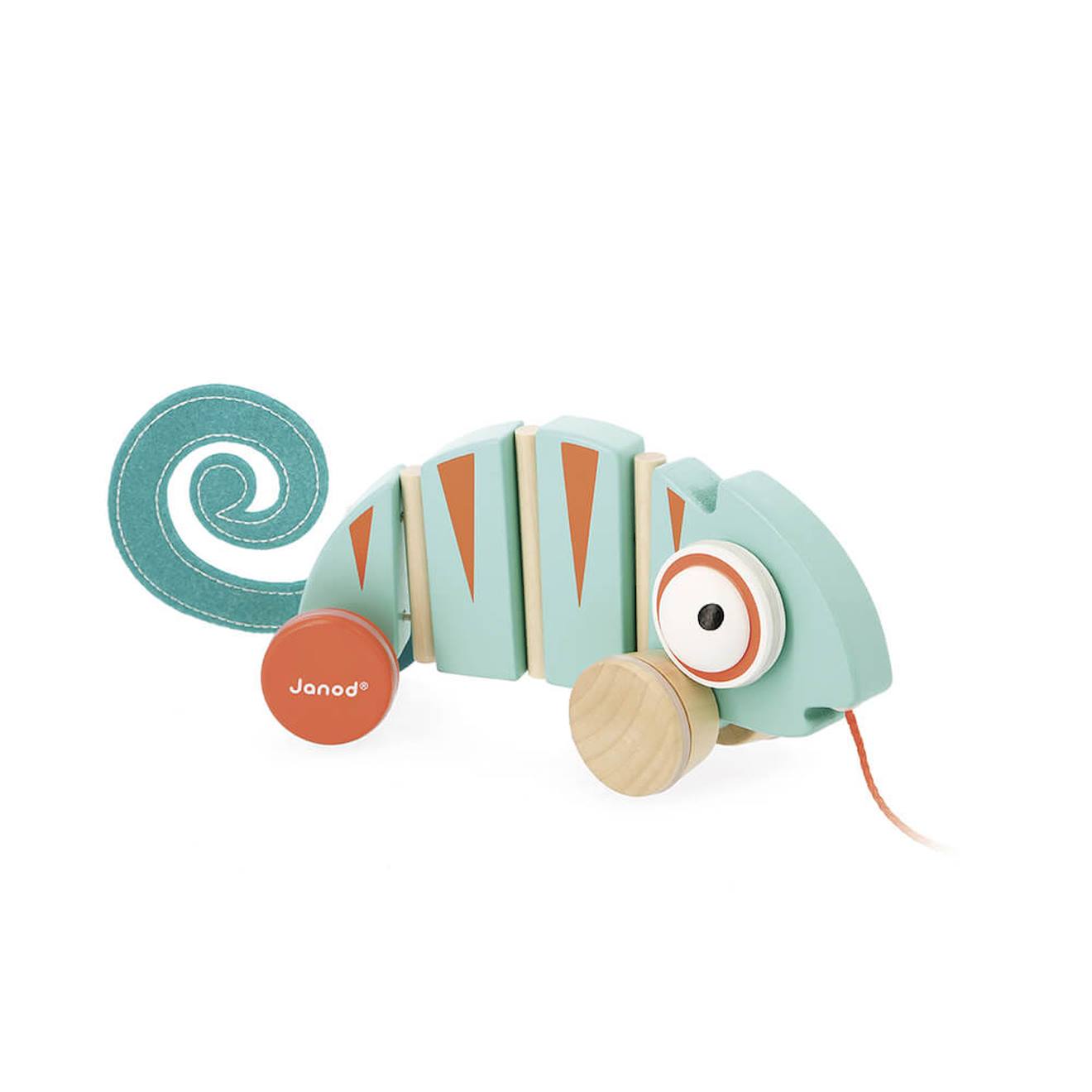 Caméléon à tirer tropik en bois FSC bleu