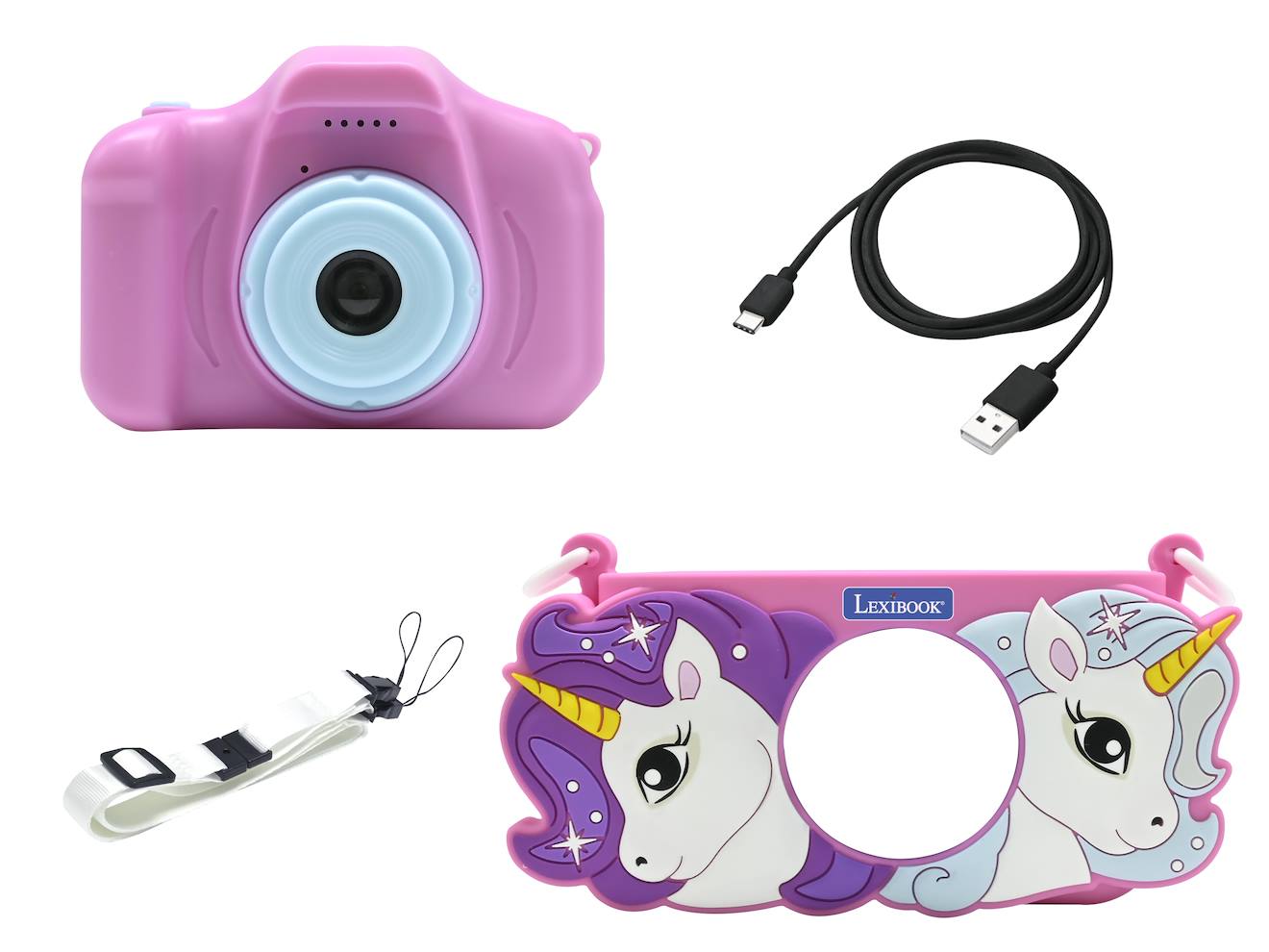 Caméra avec protection licorne multicolore