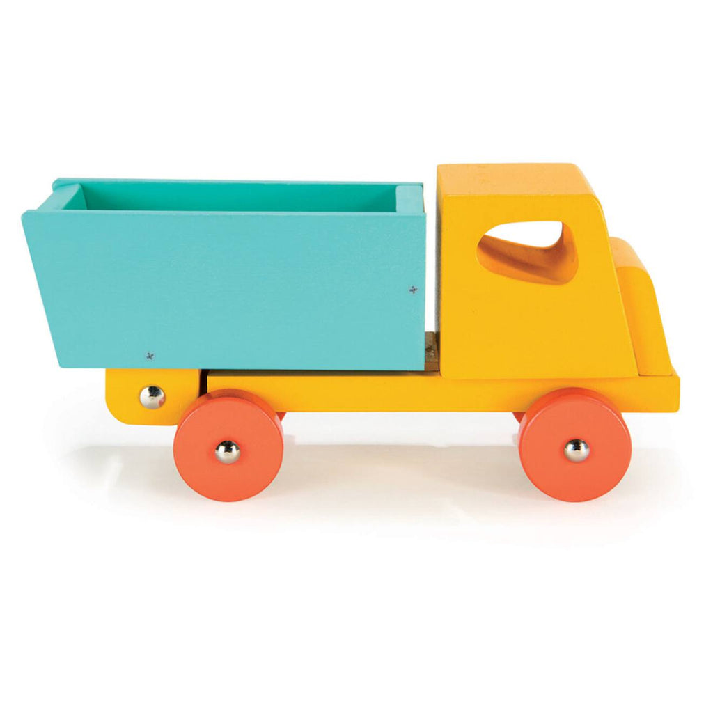 Camion benne en bois – jouet rétro classique multicolor