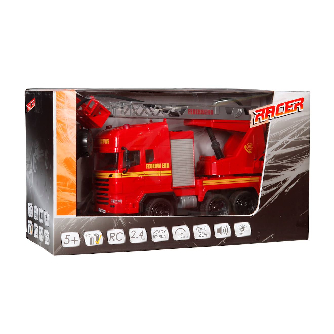 Camion de pompiers racer r/c avec son et lumière 2.4ghz rouge