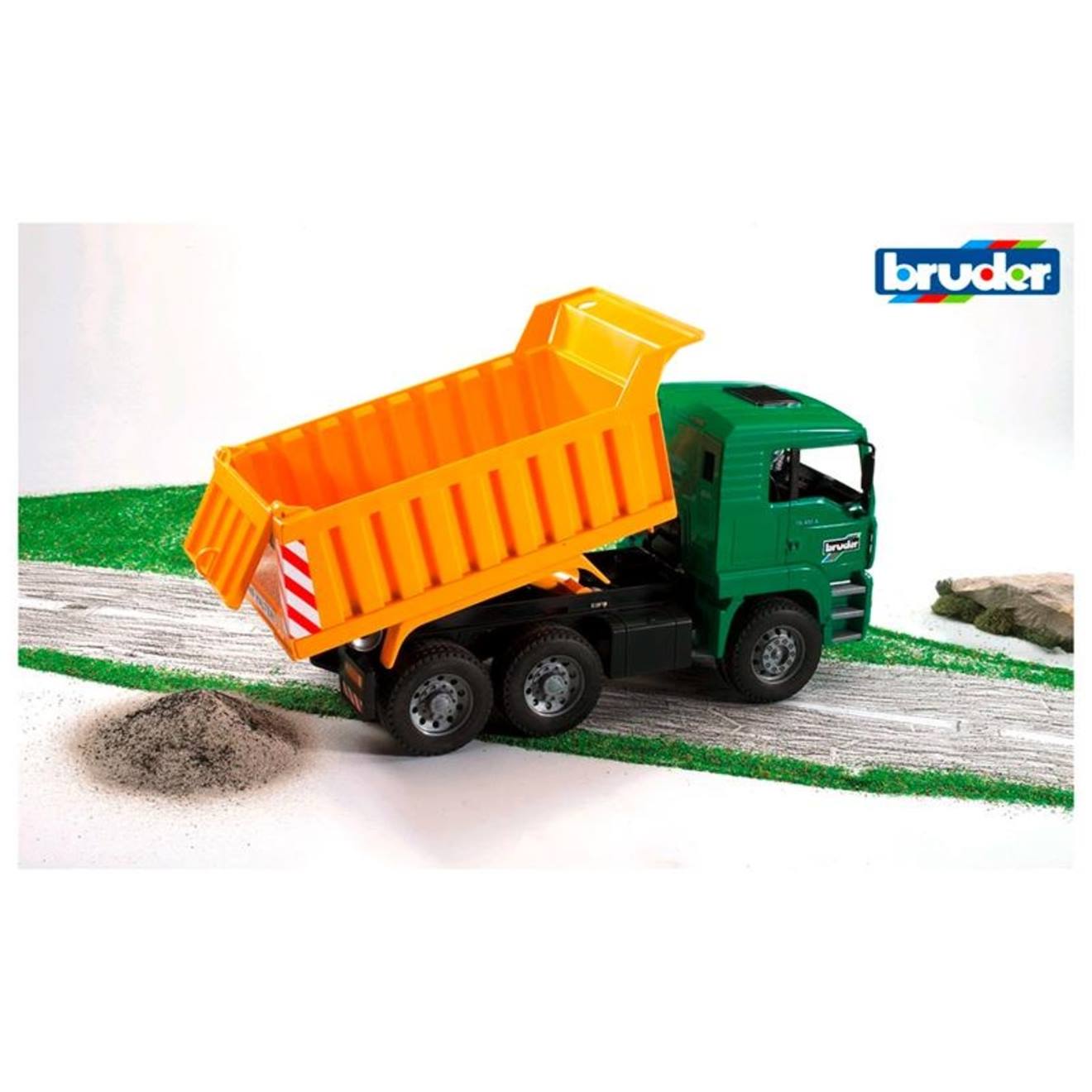 Camion man tga avec benne basculante jaune et vert