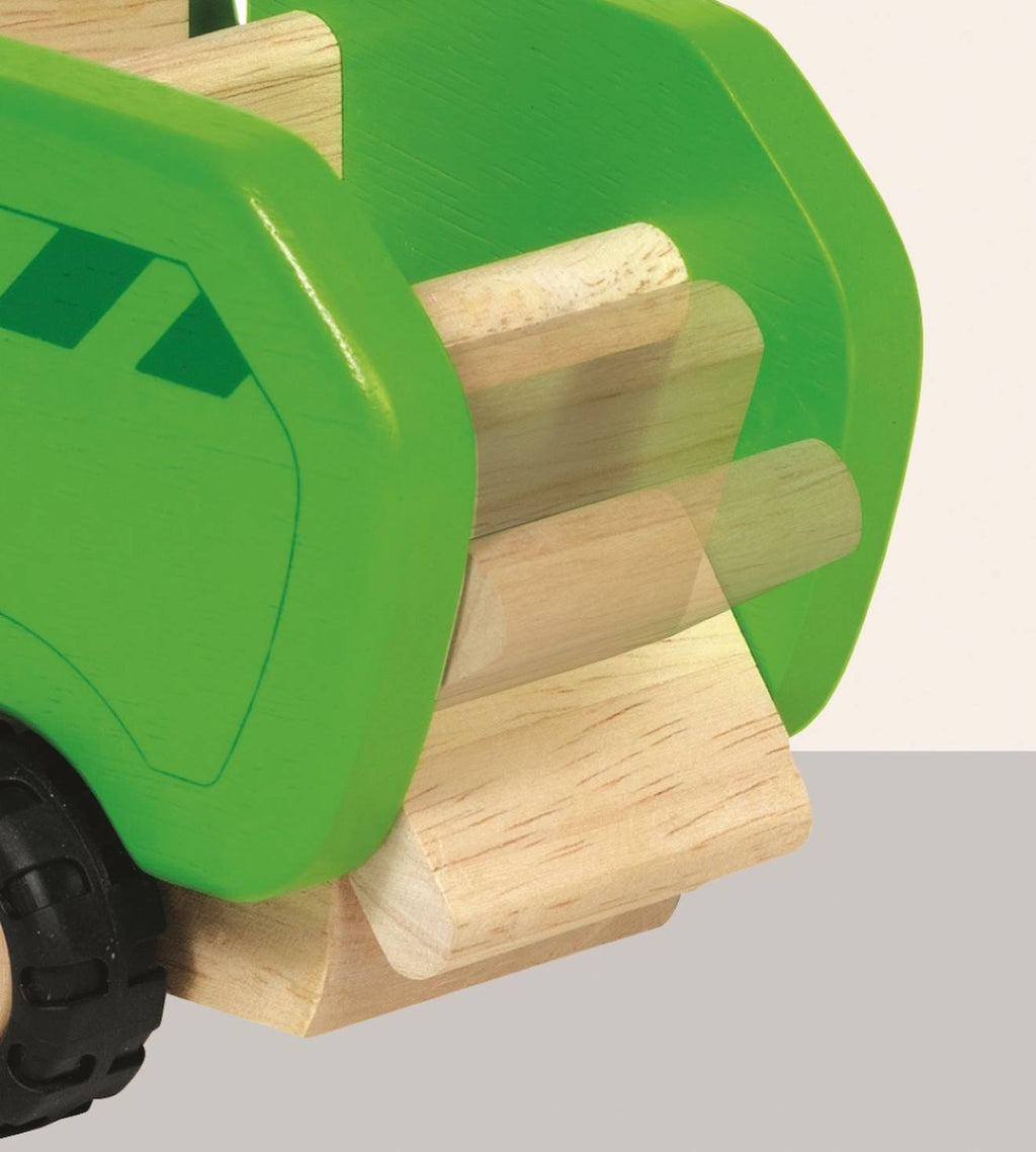 Camion poubelle en bois vert