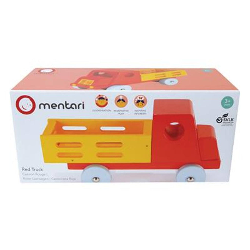 Camion rouge en bois - jeu rétro multicolore