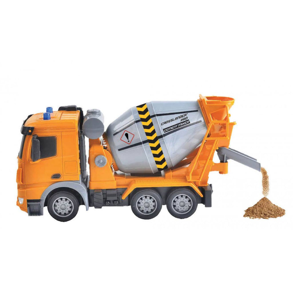 Camion toupie télécommandé crosslander pro malaxeur de chantier, effets lumineux jaune