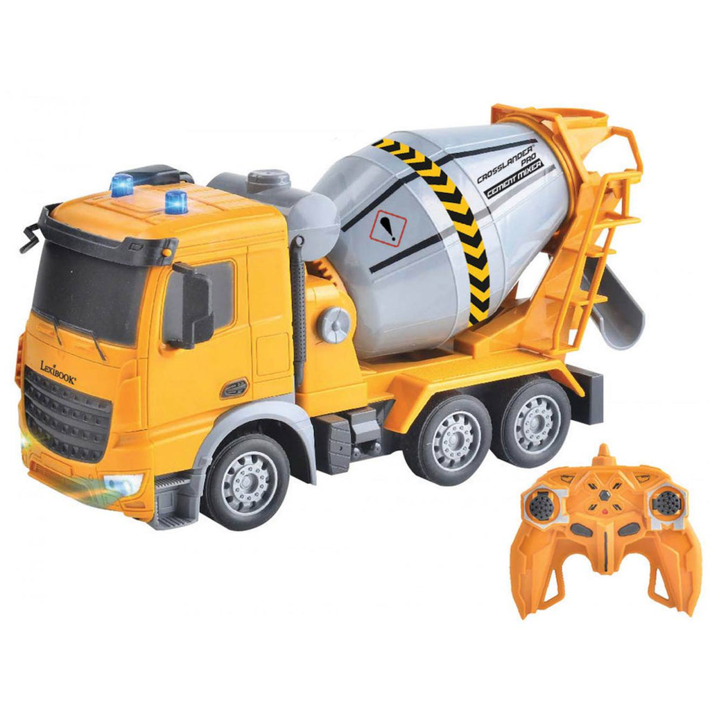 Camion toupie télécommandé crosslander pro malaxeur de chantier, effets lumineux jaune