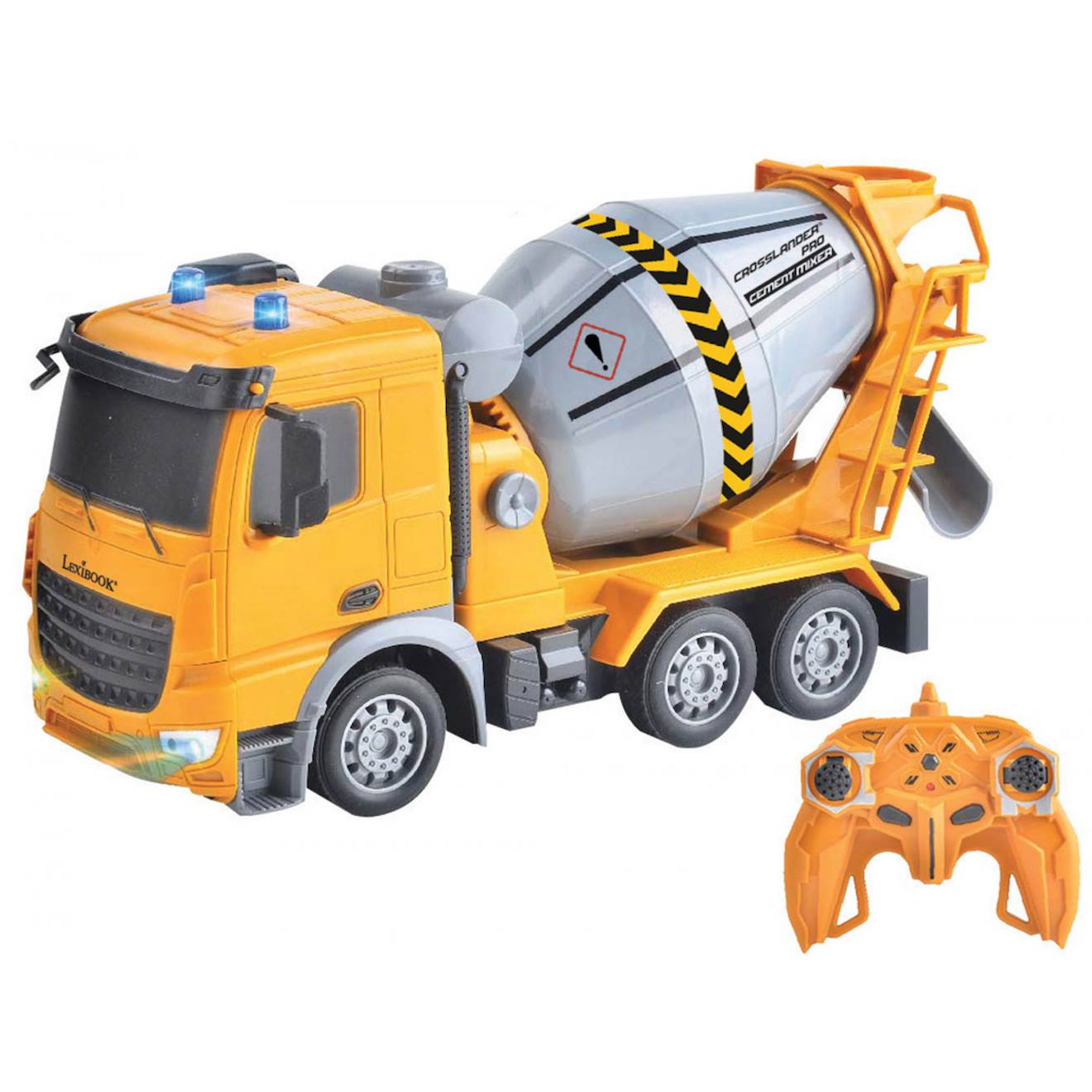 Camion toupie télécommandé crosslander pro malaxeur de chantier, effets lumineux jaune