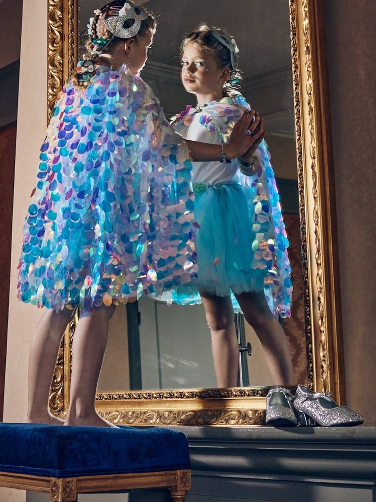 Cape à sequins loreleï bleu