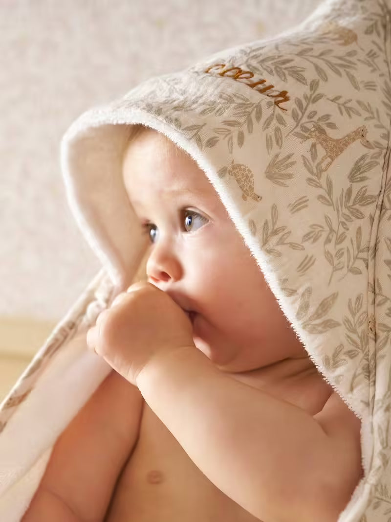 Cape de bain personnalisable en gaze de coton + gant - Verbaudet