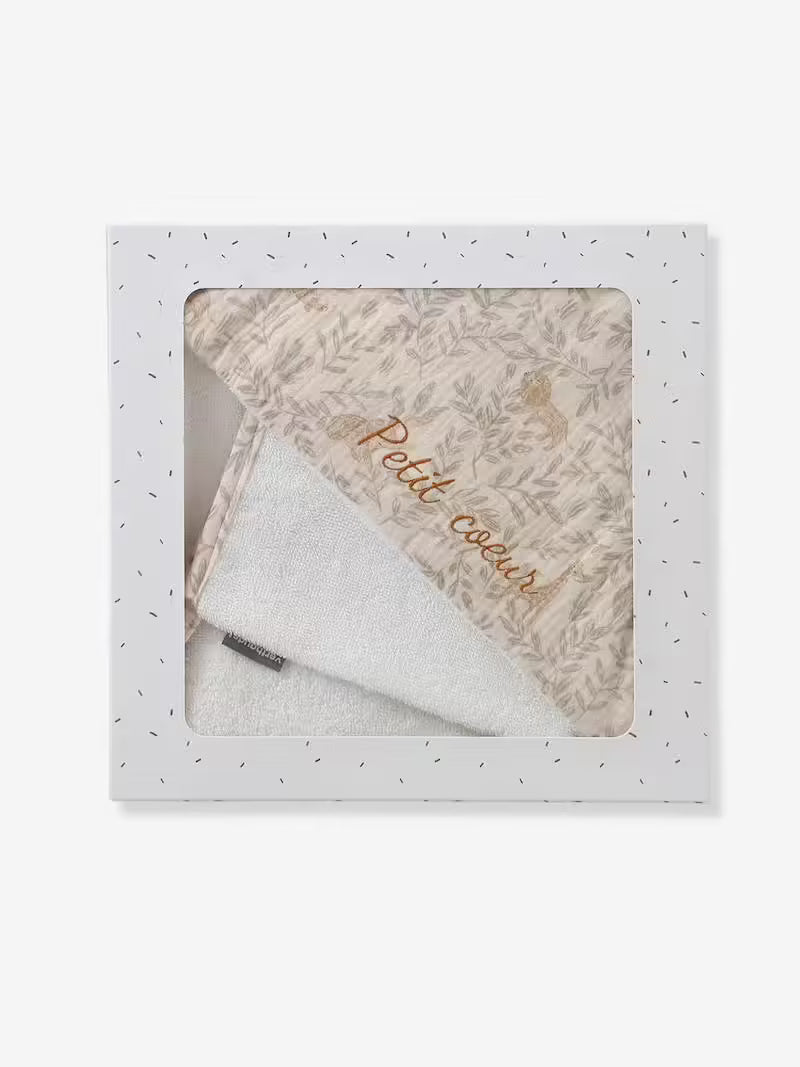 Cape de bain personnalisable en gaze de coton + gant - Verbaudet