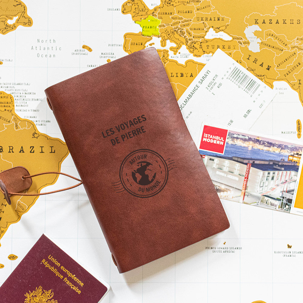 Carnet de Voyage Globe à Personnaliser - Carnet Personnalisé
