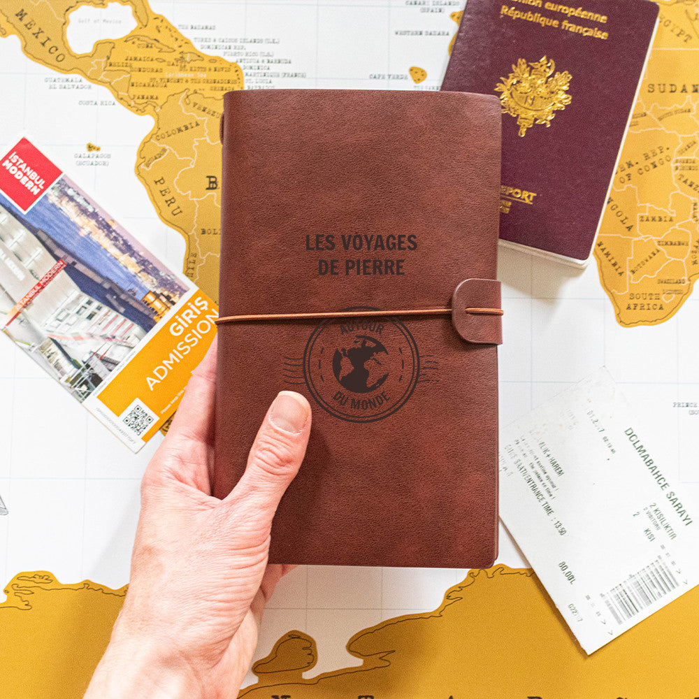 Carnet de Voyage Globe à Personnaliser - Carnet Personnalisé