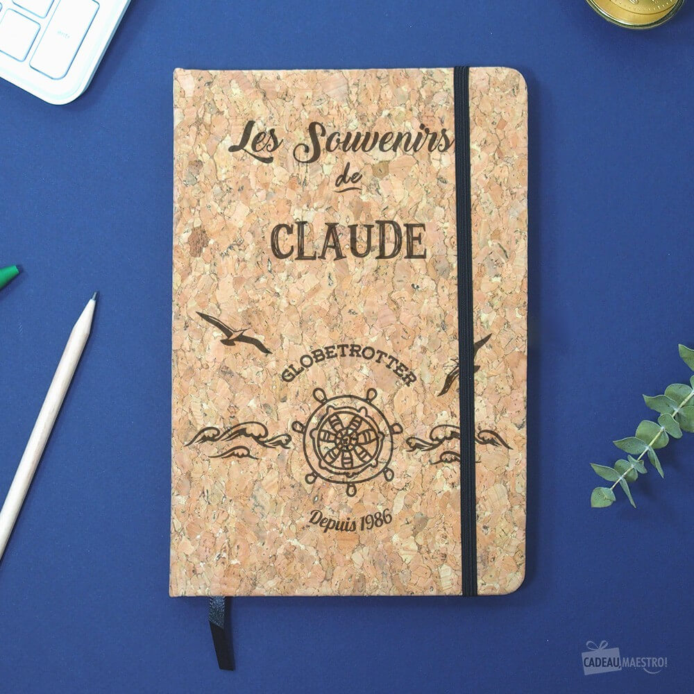 Carnet en Liège Globe Trotter à Personnaliser - Carnet Personnalisé