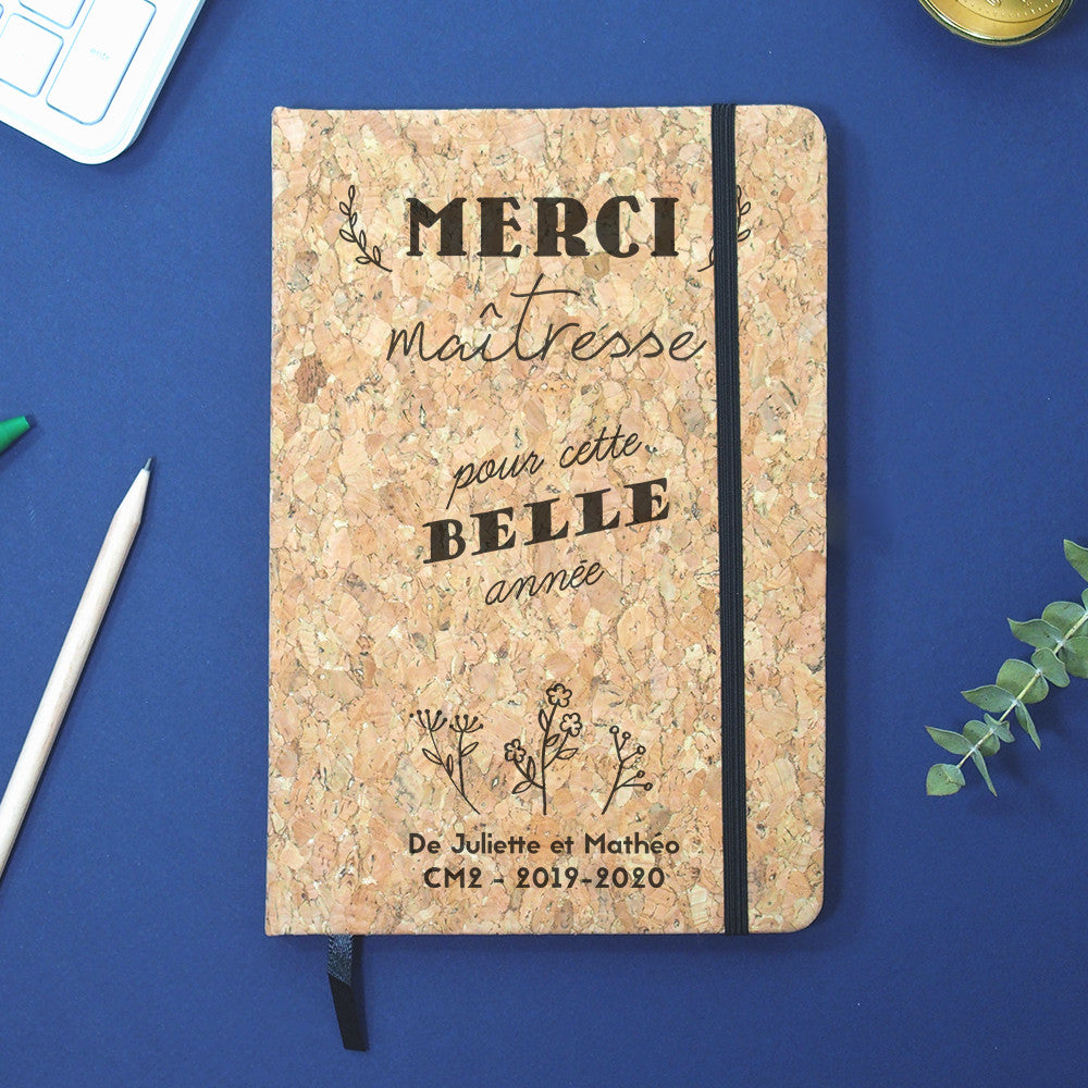 Carnet en Liège Merci Maîtresse à Personnaliser - Carnet Personnalisé CadoMaestro