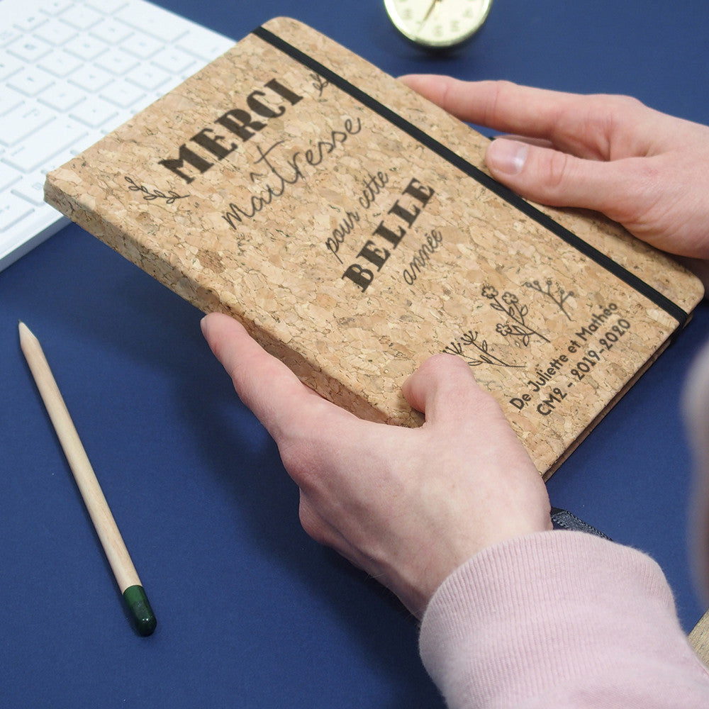 Carnet en Liège Merci Maîtresse à Personnaliser - Carnet Personnalisé