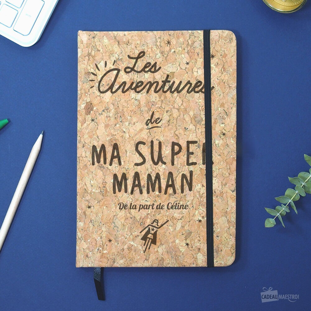 Carnet en Liège Super Maman à Personnaliser - Carnet Personnalisé