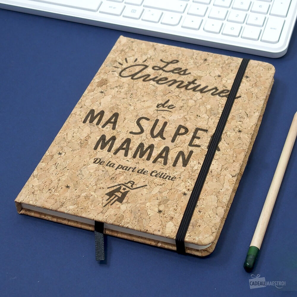 Carnet en Liège Super Maman à Personnaliser - Carnet Personnalisé CadoMaestro