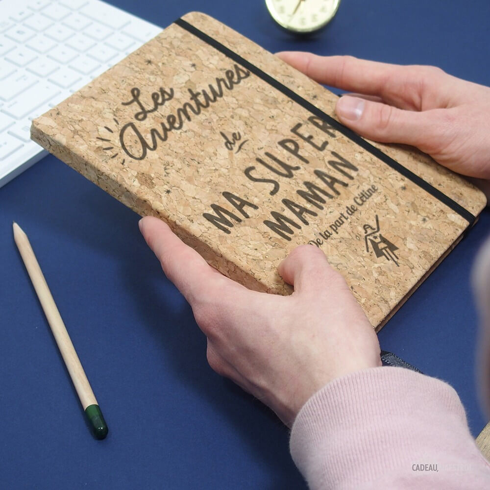Carnet en Liège Super Maman à Personnaliser - Carnet Personnalisé CadoMaestro