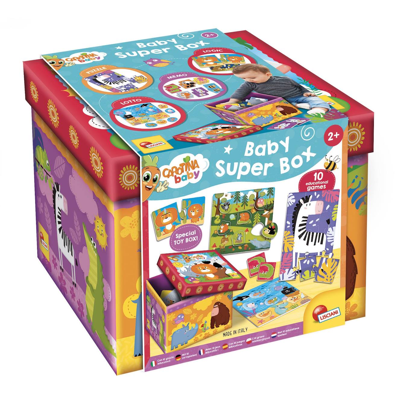 Carotina baby super box + jeux éducatifs - boîte avec jeux éducatifs, puzzles, jeux d'association multicolore