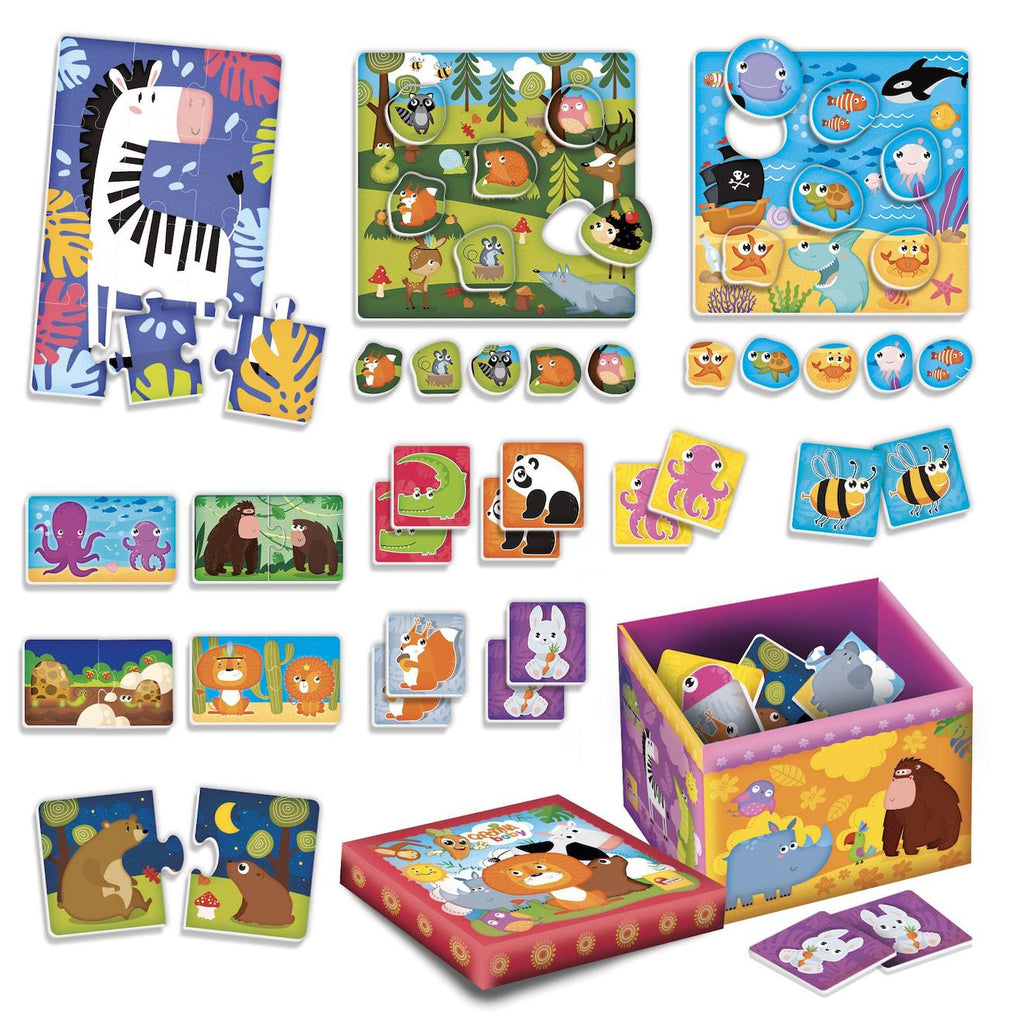 Carotina baby super box + jeux éducatifs - boîte avec jeux éducatifs, puzzles, jeux d'association multicolore