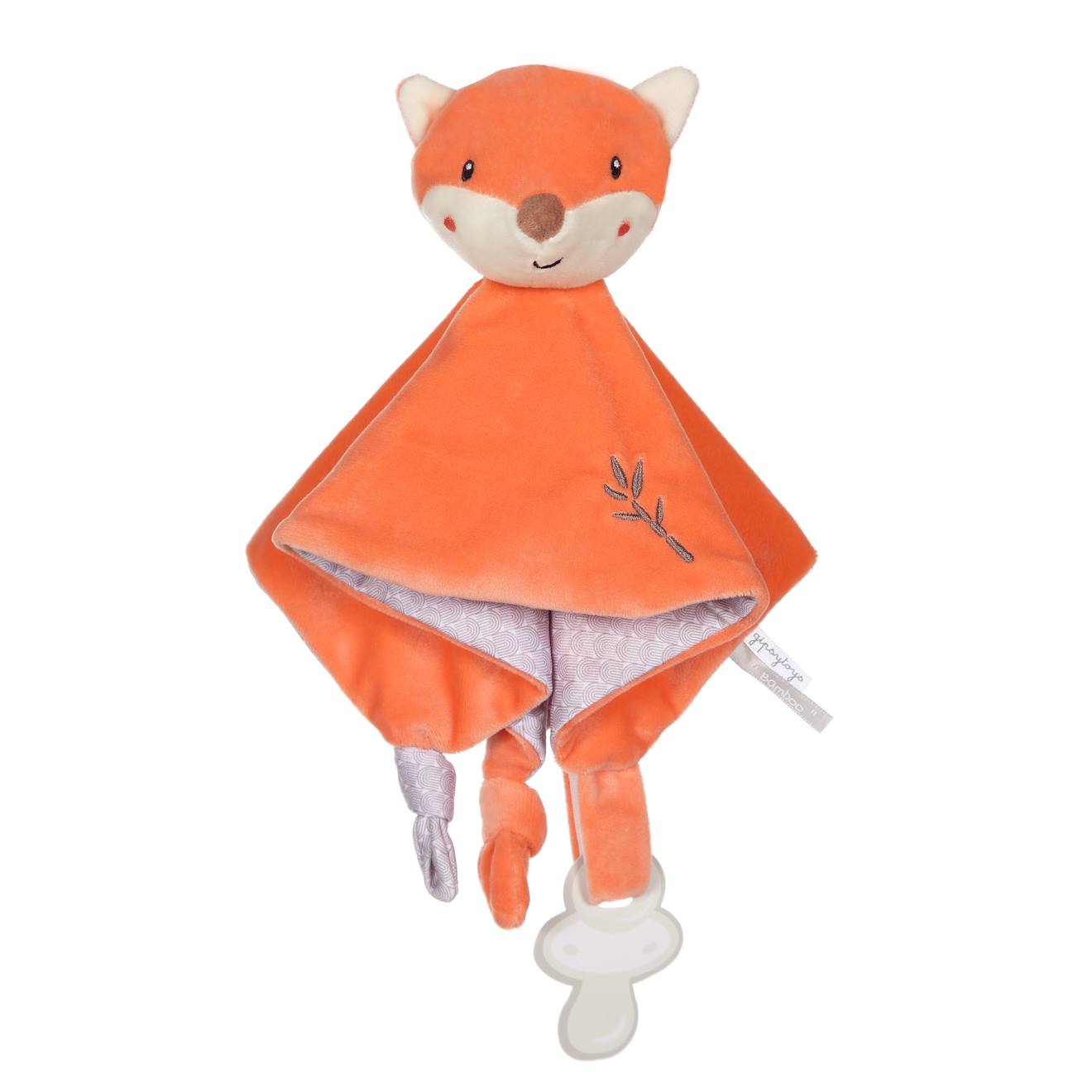 Carré doudou bamboo - renard - 24 cm beige