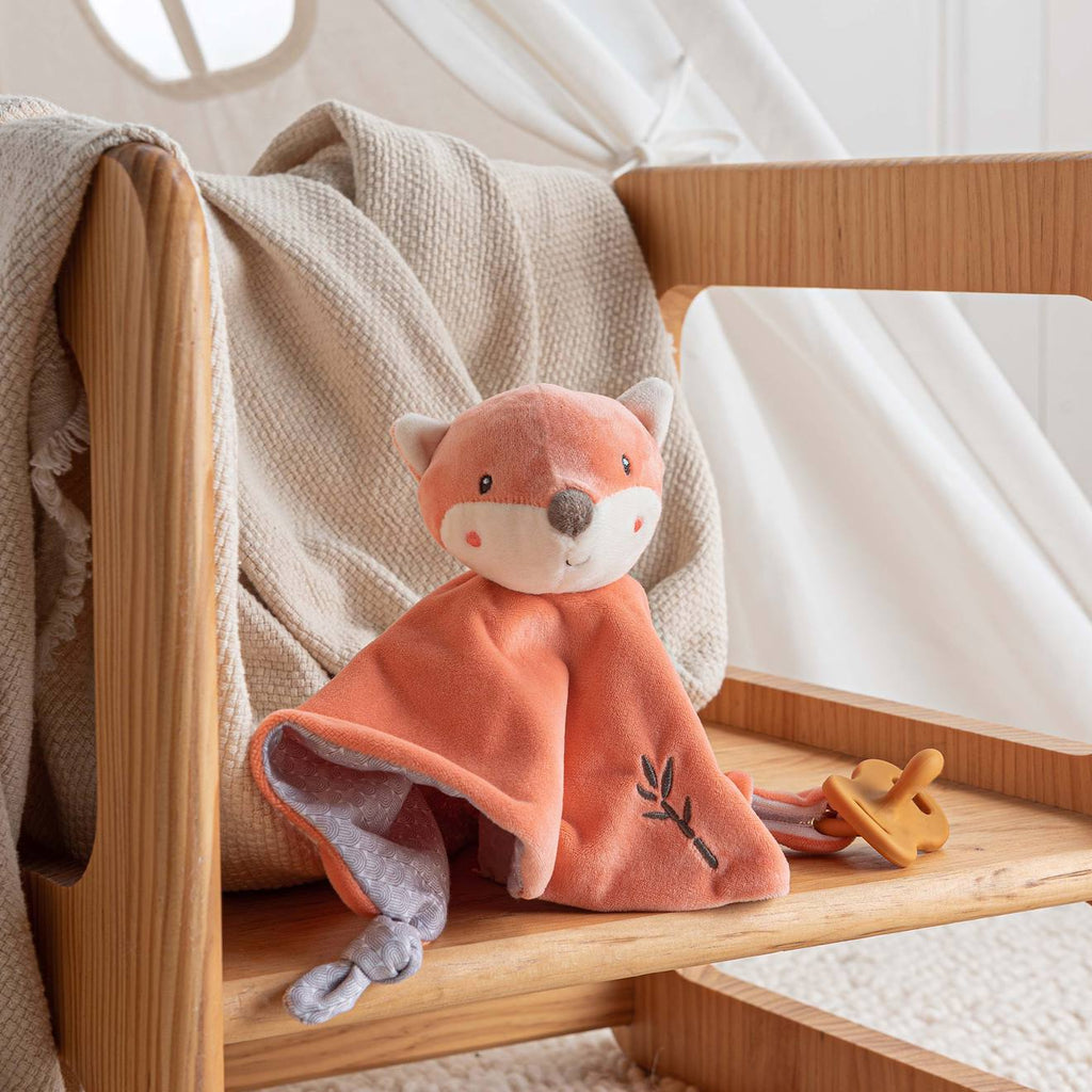 Carré doudou bamboo - renard - 24 cm beige
