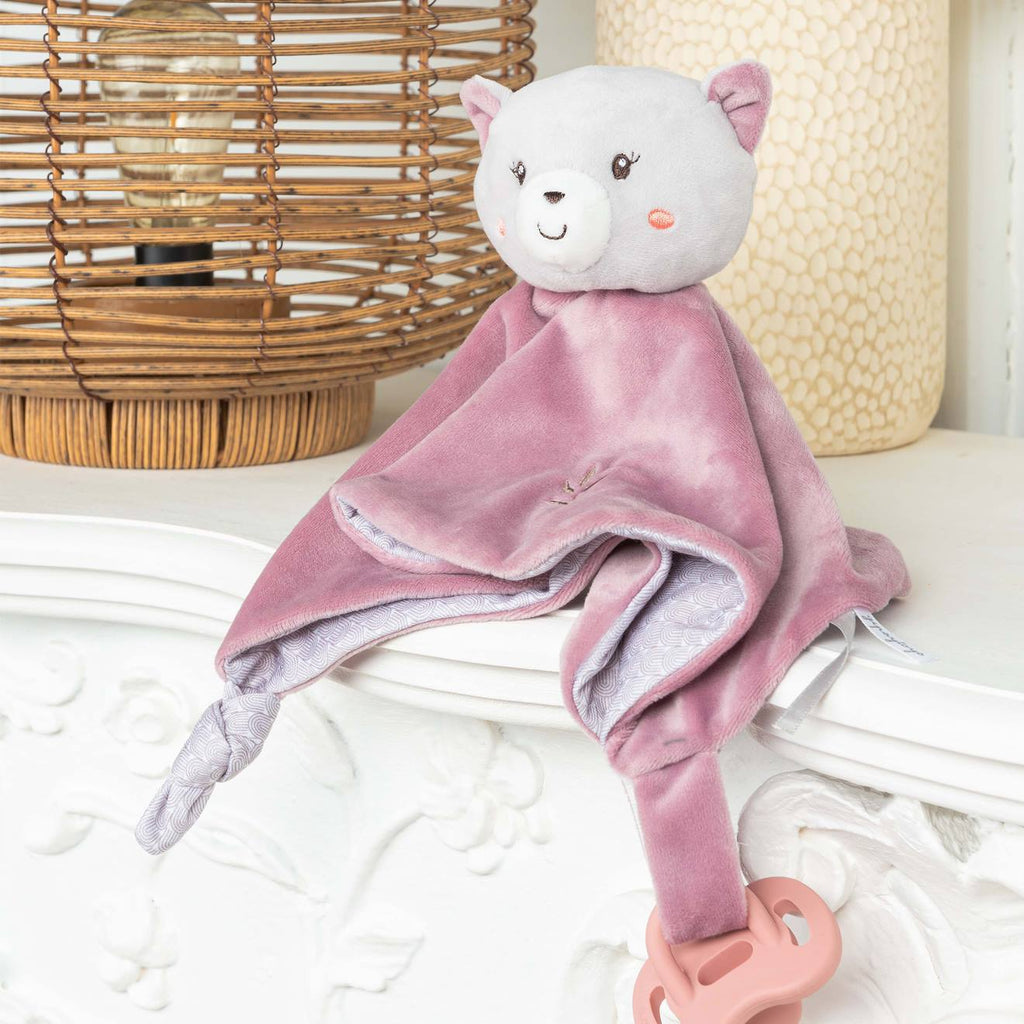 Carré doudou bebe bamboo - chat - 24 cm s/carte gris