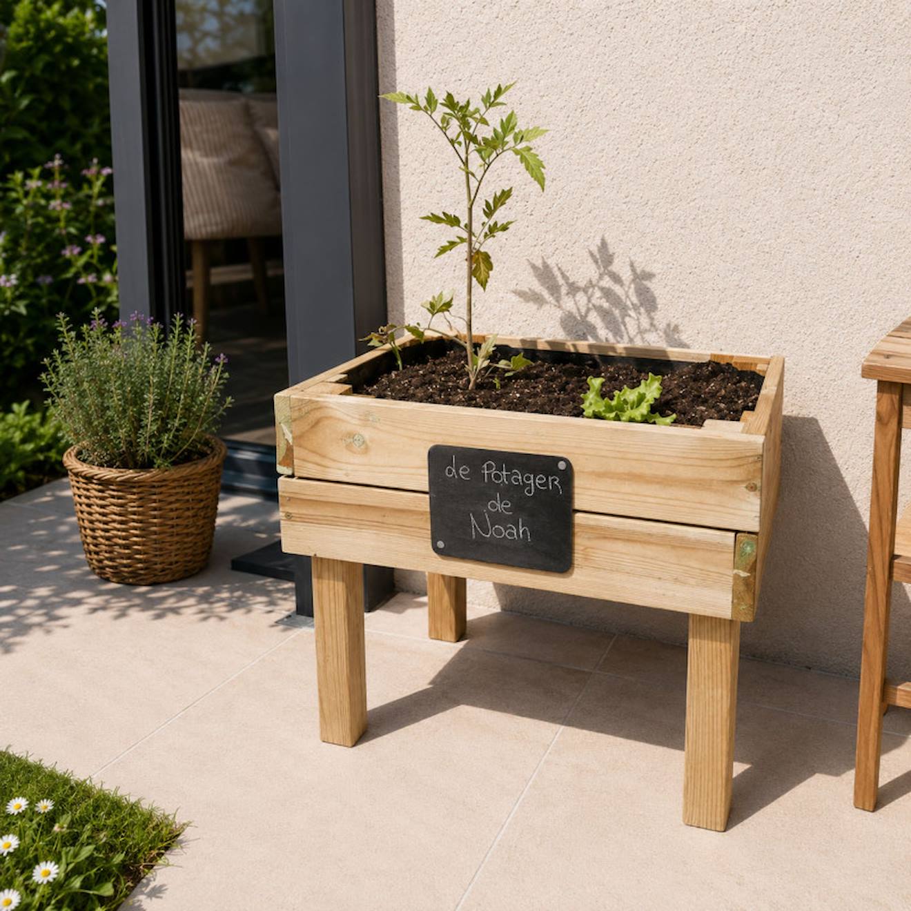 Carré potager bois 26l enfant marguerite marron