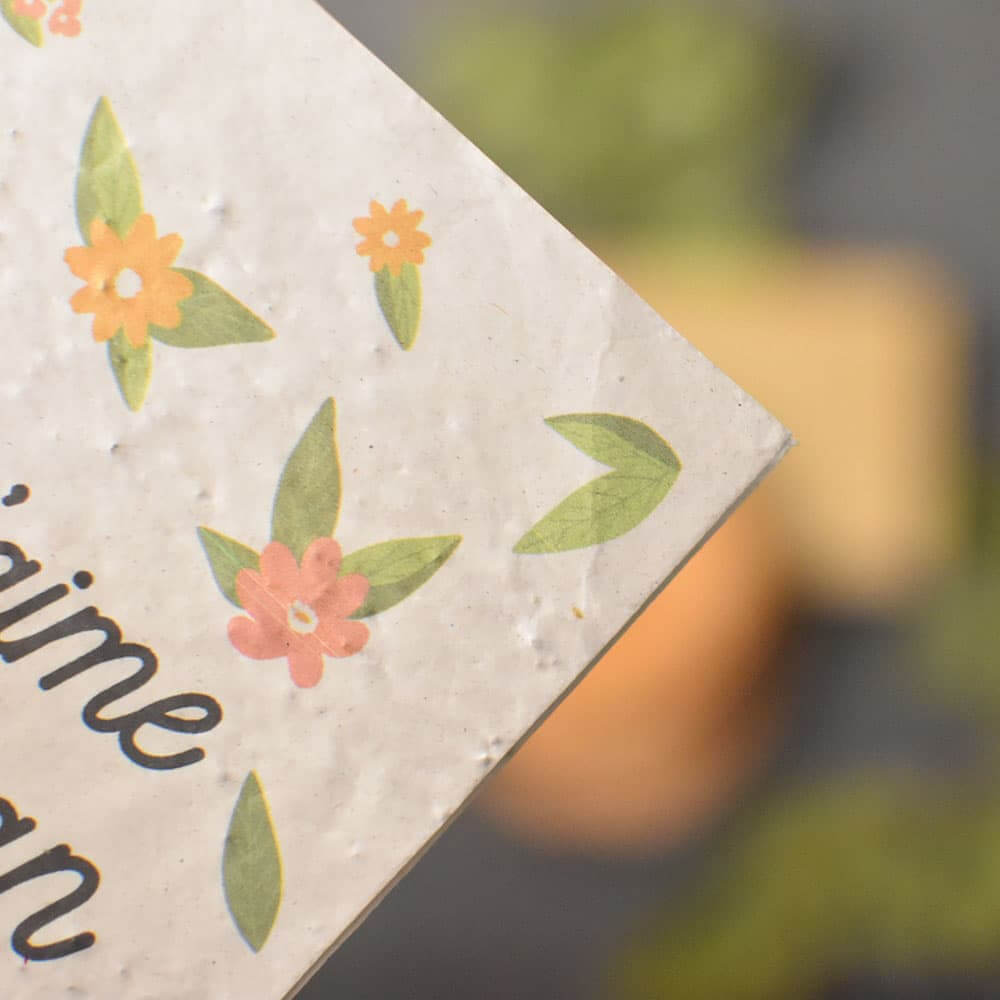 Carte à Planter "Je t'aime Maman" Fleurs - Carte Anniversaire CadoMaestro