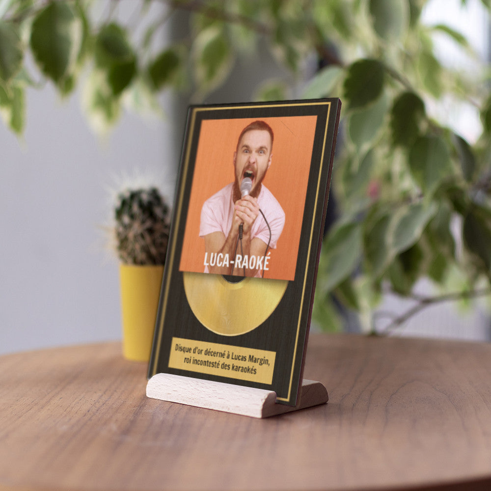 Carte en Bois Disque d'Or à Personnaliser - Carte en Bois Personnalisable