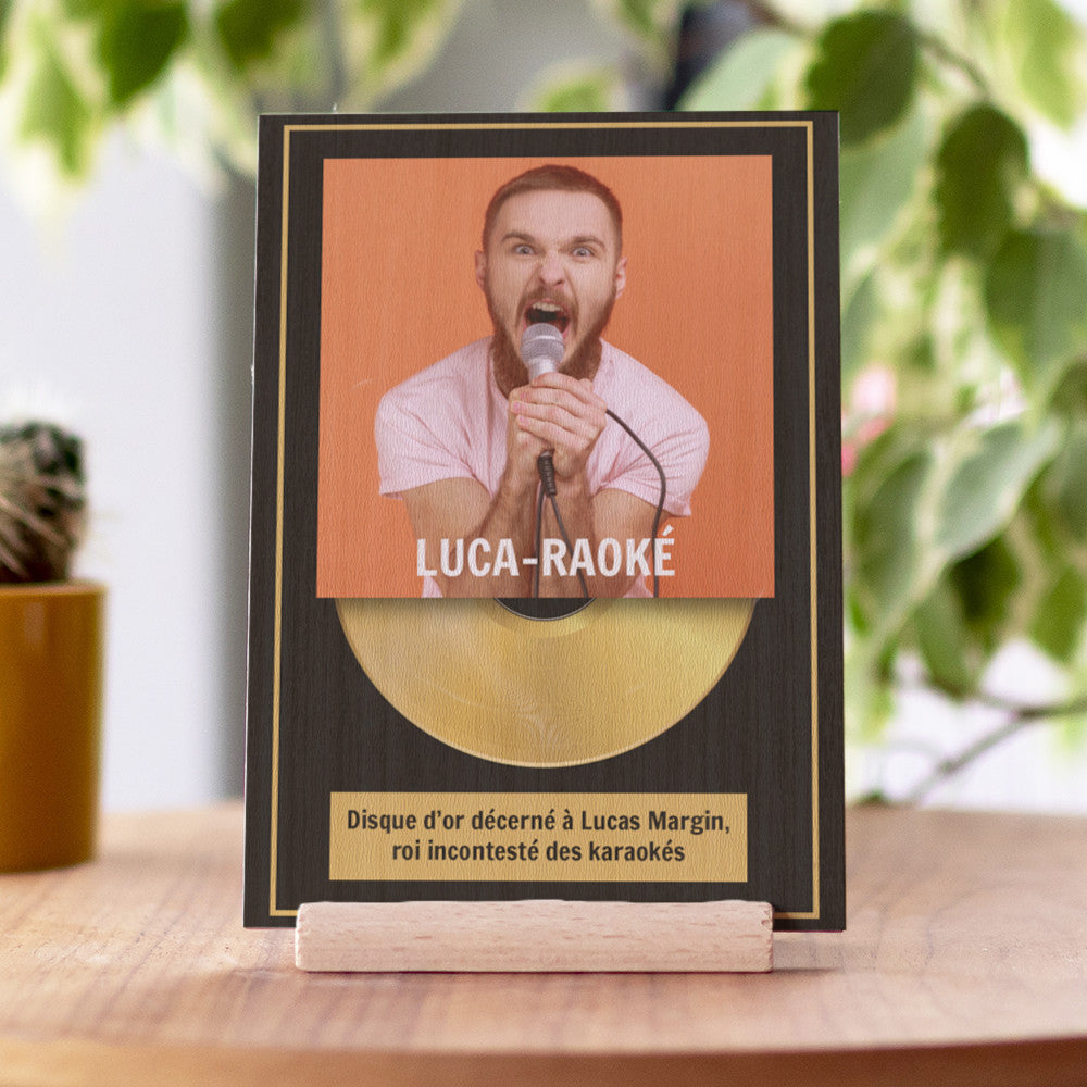 Carte en Bois Disque d'Or à Personnaliser - Carte en Bois Personnalisable