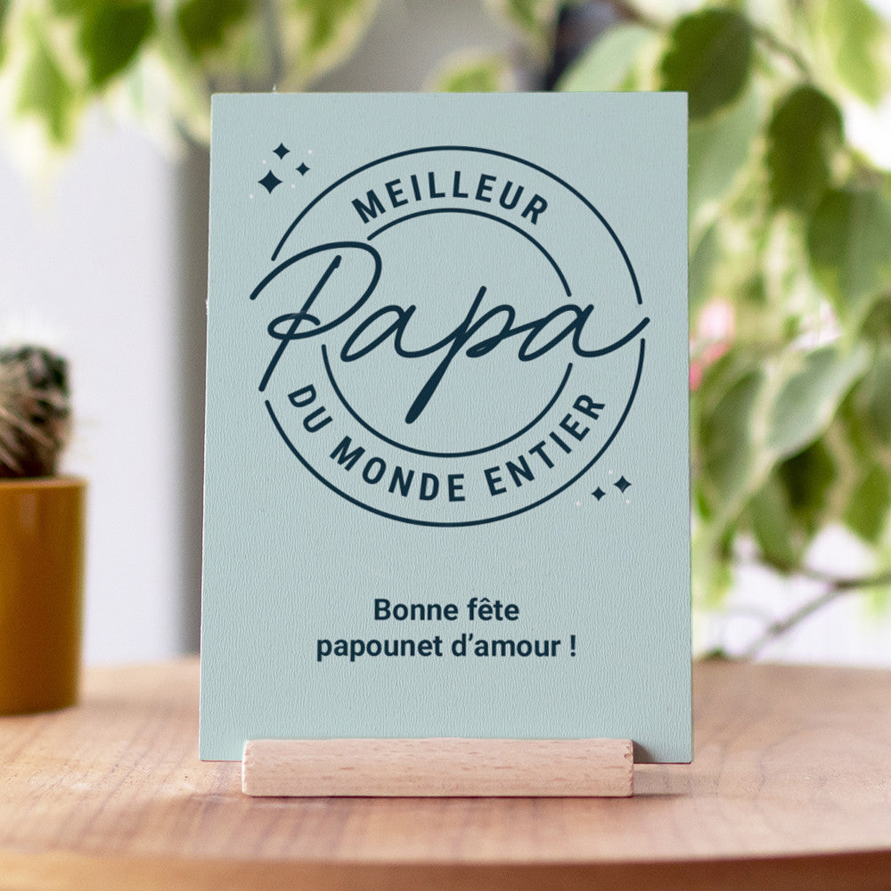 Carte en Bois Meilleur Papa à Personnaliser - Carte en Bois Personnalisable