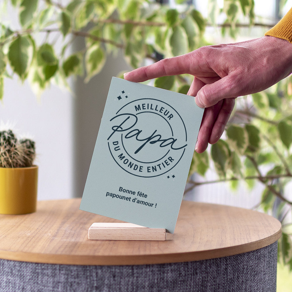 Carte en Bois Meilleur Papa à Personnaliser - Carte en Bois Personnalisable