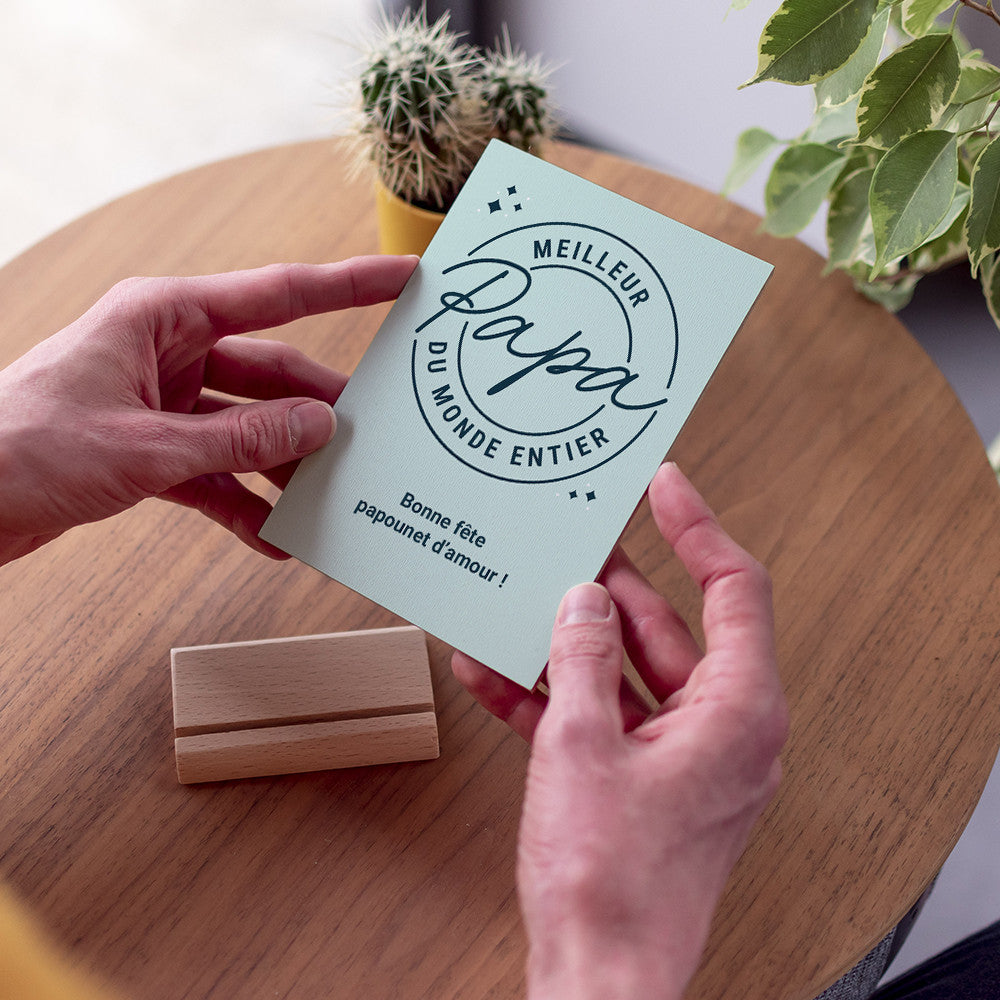 Carte en Bois Meilleur Papa à Personnaliser - Carte en Bois Personnalisable