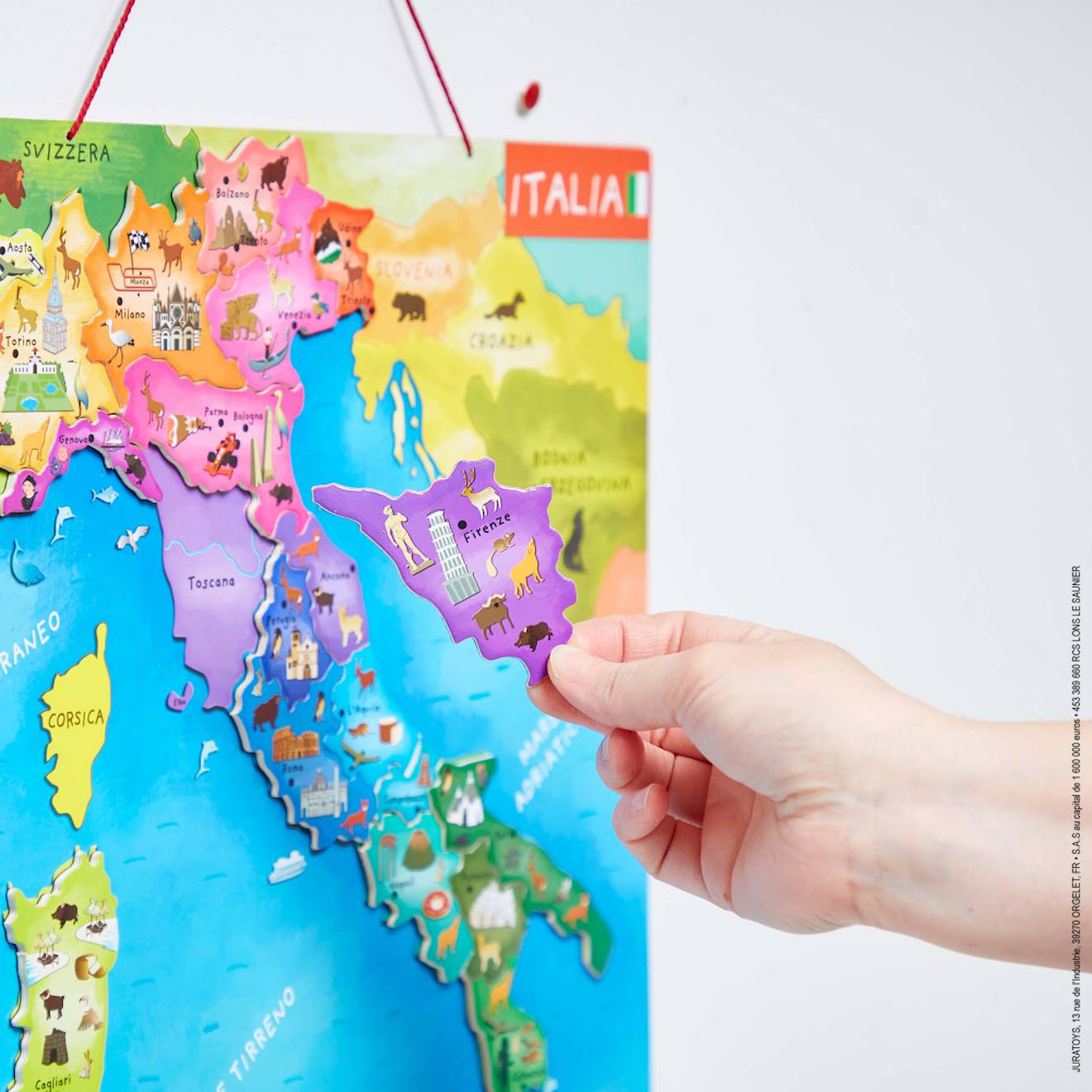 Carte d'italie magnétique 20 pièces multicolore