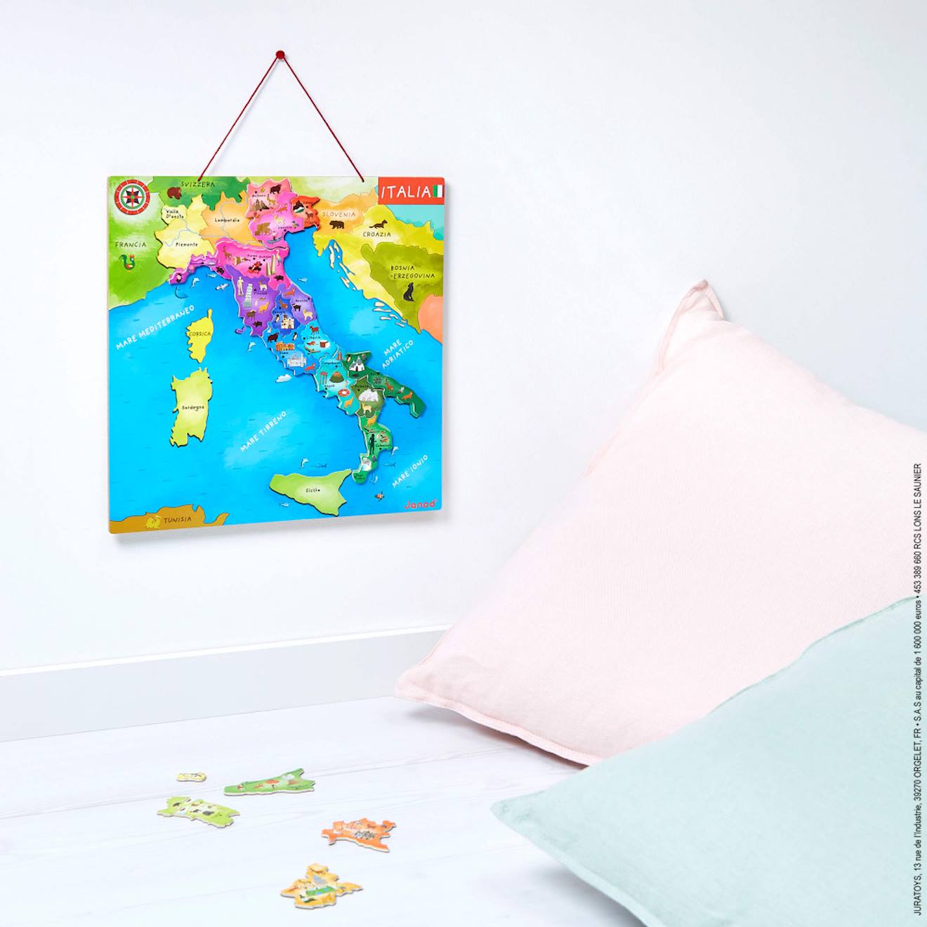 Carte d'italie magnétique 20 pièces multicolore