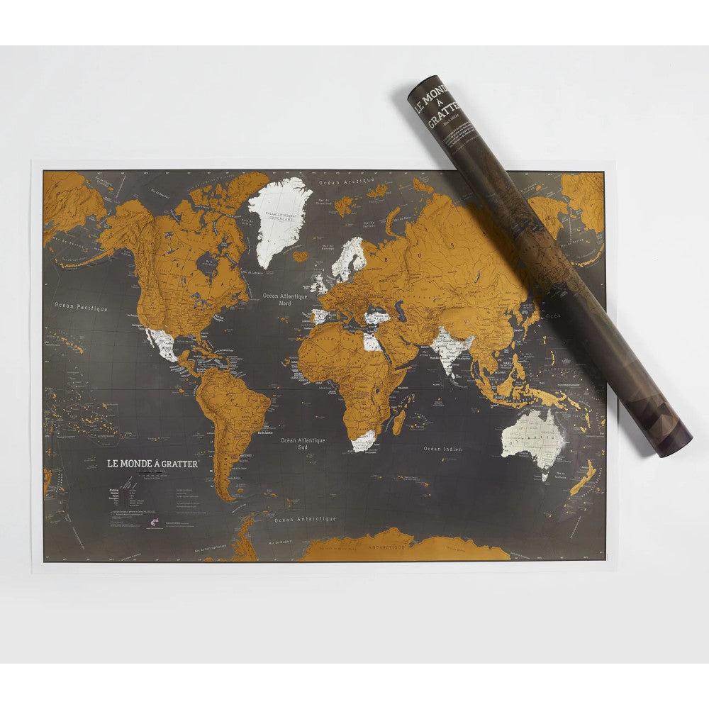 Carte du Monde à Gratter en Français Edition Noire - Carte du Monde