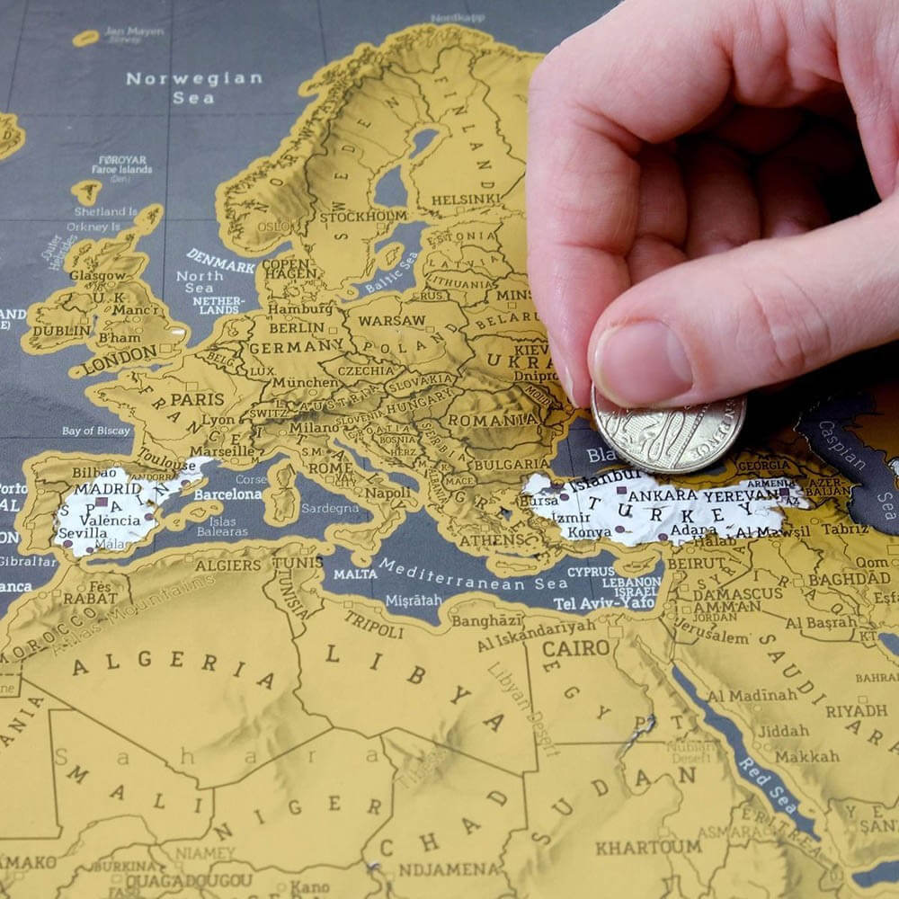 Carte du Monde à Gratter en Français Edition Noire - Carte du Monde CadoMaestro
