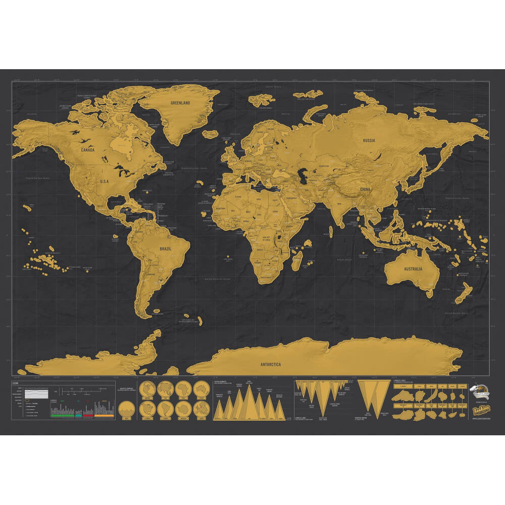 Carte du Monde à Gratter Luxe - Carte du Monde Scratch Map By Luckies