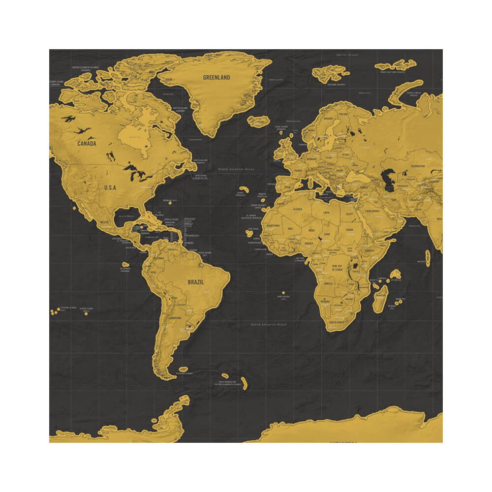 Carte du Monde à Gratter Luxe - Carte du Monde Scratch Map By Luckies