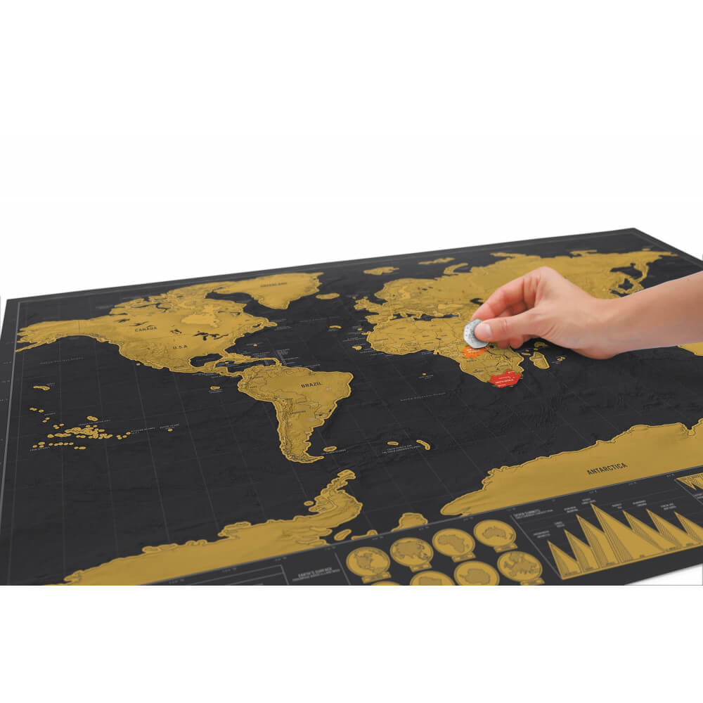 Carte du Monde à Gratter Luxe - Carte du Monde Scratch Map By Luckies