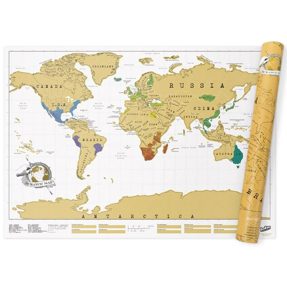 Carte du Monde à Gratter Originale - Carte du Monde Scratch Map By Luckies