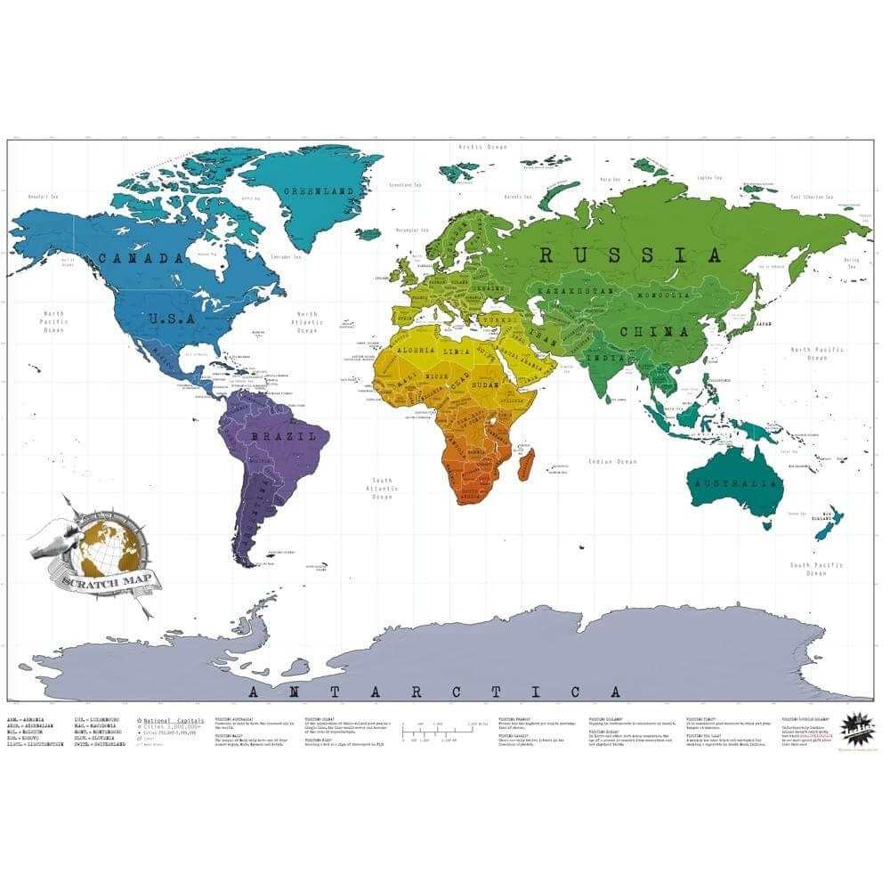 Carte du Monde à Gratter Originale - Carte du Monde Scratch Map By Luckies