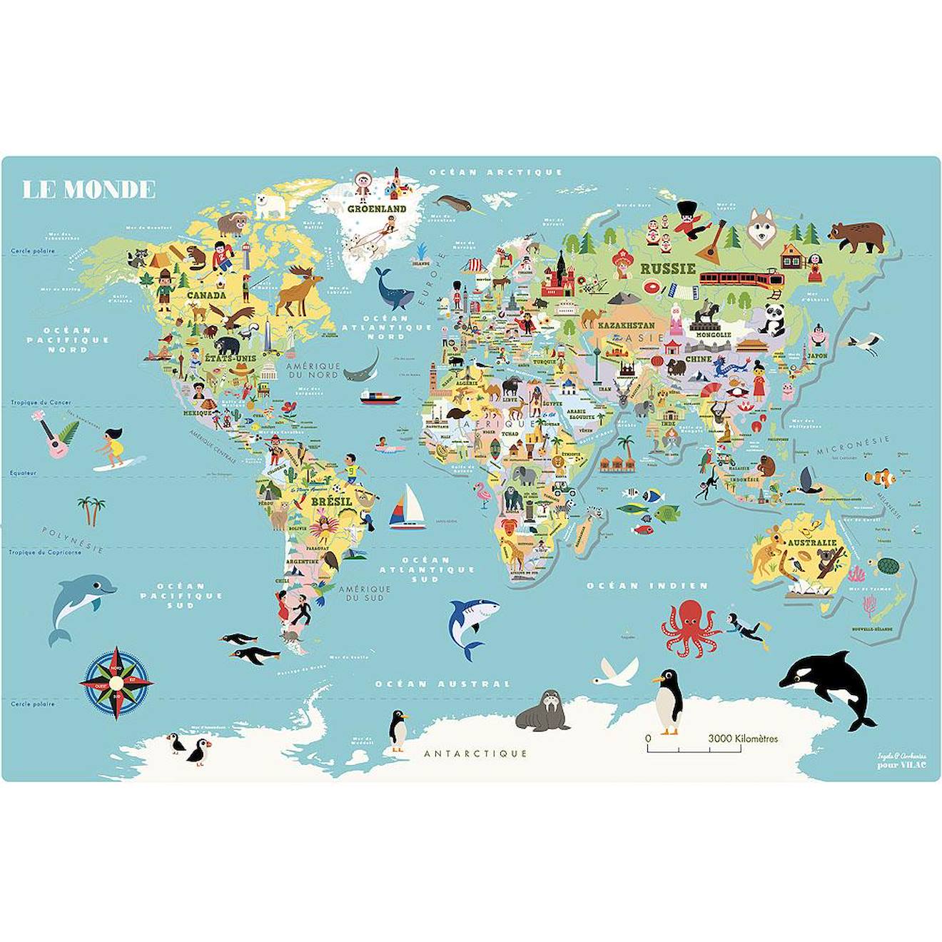 Carte du monde magnétique ingela p arrhenius bleu