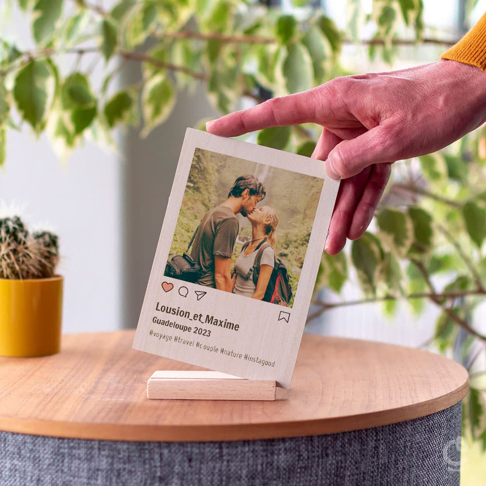 Carte en Bois Insta à Personnaliser - Carte en Bois Personnalisable
