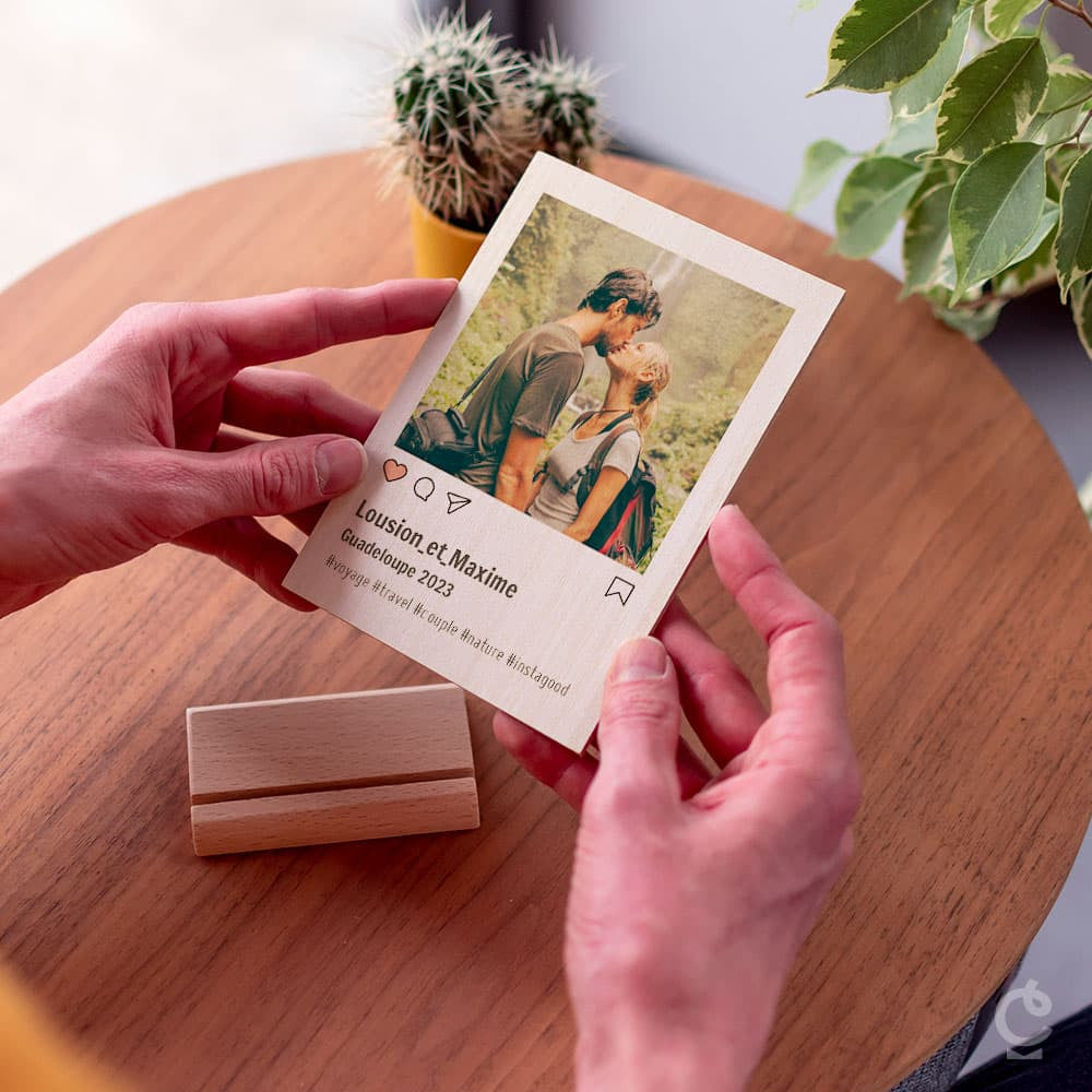 Carte en Bois Insta à Personnaliser - Carte en Bois Personnalisable