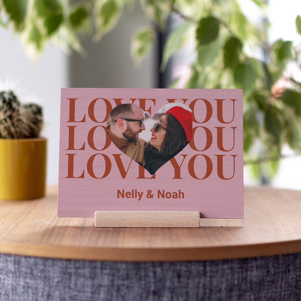 Carte en Bois Love à Personnaliser - Carte en Bois Personnalisable