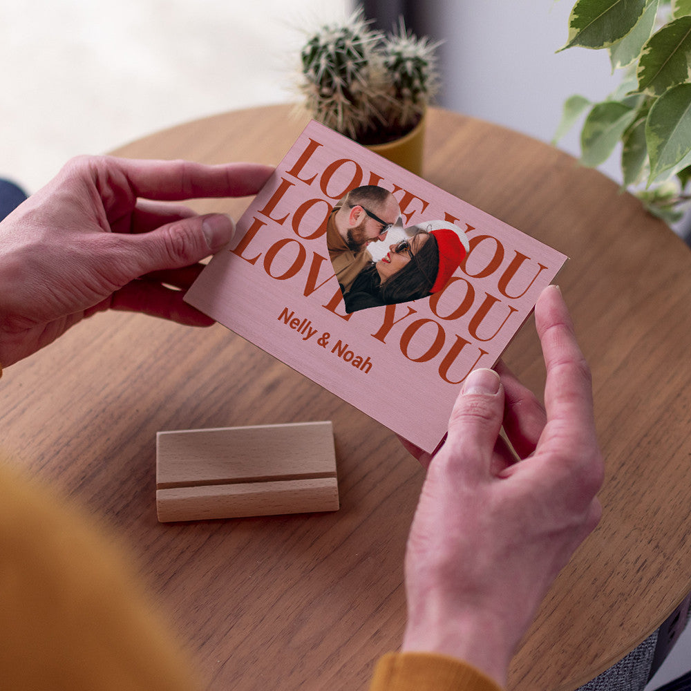 Carte en Bois Love à Personnaliser - Carte en Bois Personnalisable