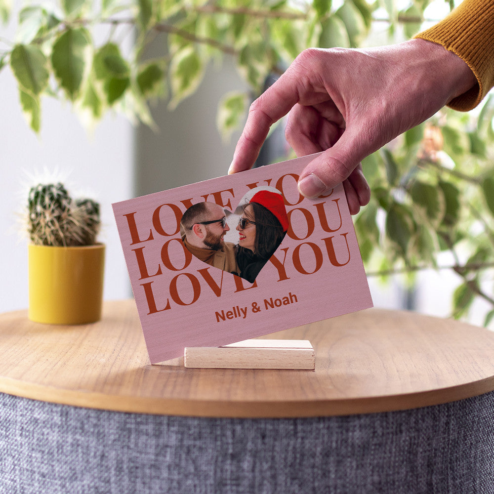 Carte en Bois Love à Personnaliser - Carte en Bois Personnalisable