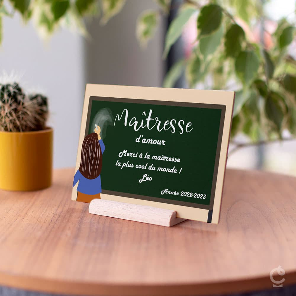 Carte en Bois Maîtresse à Personnaliser - Carte en Bois Personnalisable